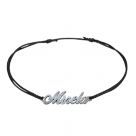 Cu nume - Bratara snur negru personalizata nume Mirela argint 9444100 Dras