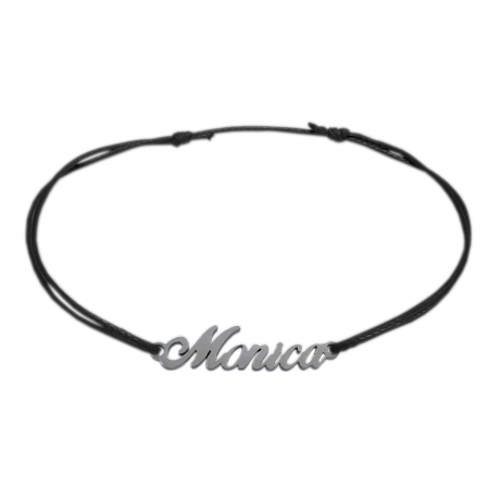 Cu nume - Bratara snur negru personalizata nume Monica argint 9448100 Dras