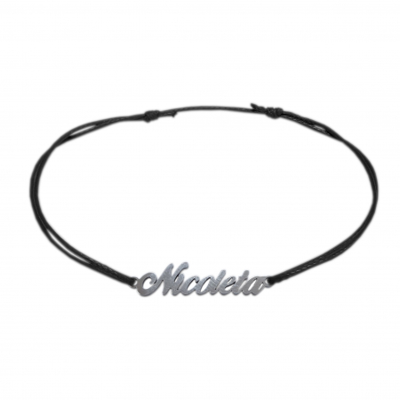 Cu nume - Bratara snur negru personalizata nume Nicoleta argint 9447100 Dras