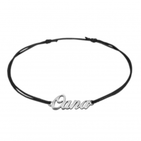 Cu nume - Bratara snur negru personalizata nume Oana argint 9433100 Dras