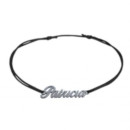 Cu nume - Bratara snur negru personalizata nume Patricia argint 9466100 Dras
