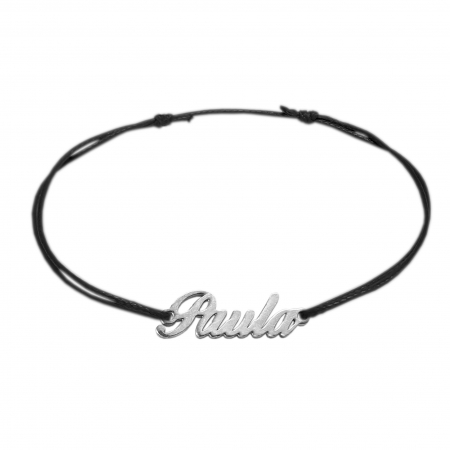 Cu nume - Bratara snur negru personalizata nume Paula argint 9431100 Dras