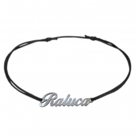 Cu nume - Bratara snur negru personalizata nume Raluca argint 9441100 Dras