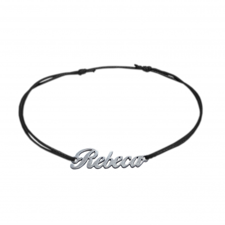 Cu nume - Bratara snur negru personalizata nume Rebeca argint 9459100 Dras