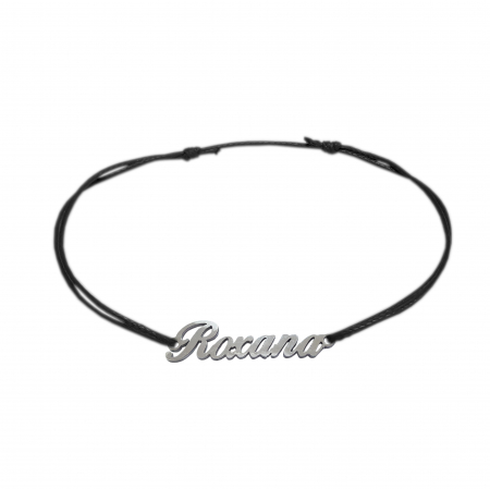 Cu nume - Bratara snur negru personalizata nume Roxana argint 9464100 Dras