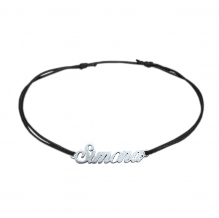 Cu nume - Bratara snur negru personalizata nume Simona argint 9406100 Dras