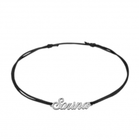 Cu nume - Bratara snur negru personalizata nume Sorina argint 9458100 Dras
