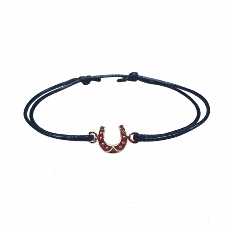 Cu talismane - Bratara snur negru personalizata Potcoava argint 4534100 Dras