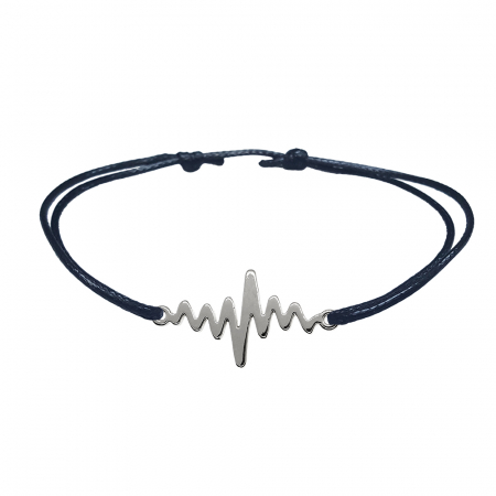 Cu diverse motive - Bratara snur negru personalizata Puls argint 9586270 Dras