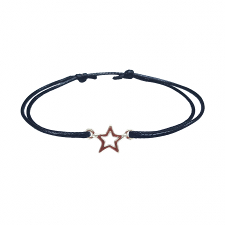 Cu talismane - Bratara snur negru personalizata steluta argint 9260100 Dras