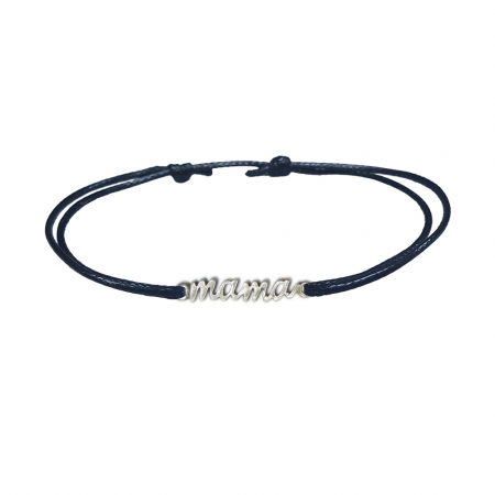 Bratari - Bratara snur negru personalizata text MAMA argint 9409140 Dras