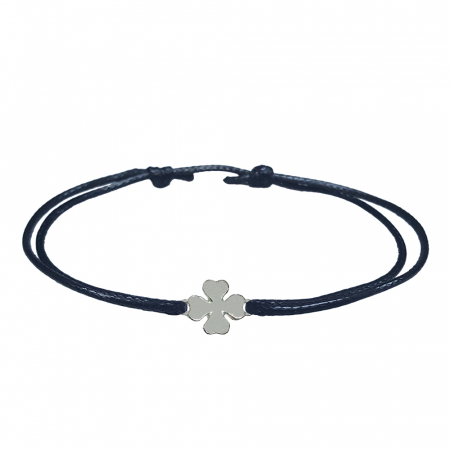Cu talismane - Bratara snur negru personalizata Trifoi argint 10077100 Dras