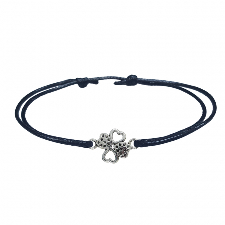 Cu talismane - Bratara snur negru personalizata Trifoi argint 9731140 Dras