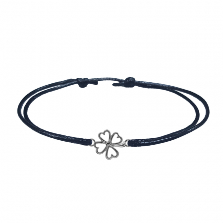 Cu talismane - Bratara snur negru personalizata Trifoi argint 9732100 Dras