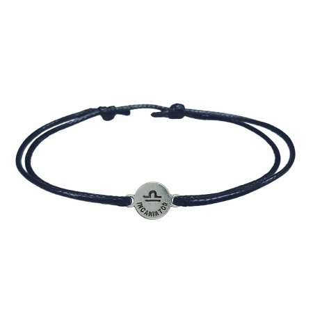 Bratara snur negru personalizata zodie Balanta argint zodiac european 9791100 Dras [1]