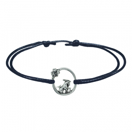 Bratari - Bratara snur negru personalizata zodie Capricorn argint zodiac european 10152240 Dras