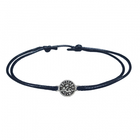 Bratari - Bratara snur negru personalizata zodie Fecioara argint zodiac european 9790100 Dras