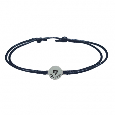 Bratara snur negru personalizata zodie Fecioara argint zodiac european 9790100 Dras [1]