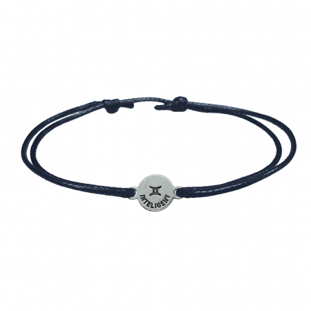 Bratara snur negru personalizata zodie Gemeni argint zodiac european 9787100 Dras [1]