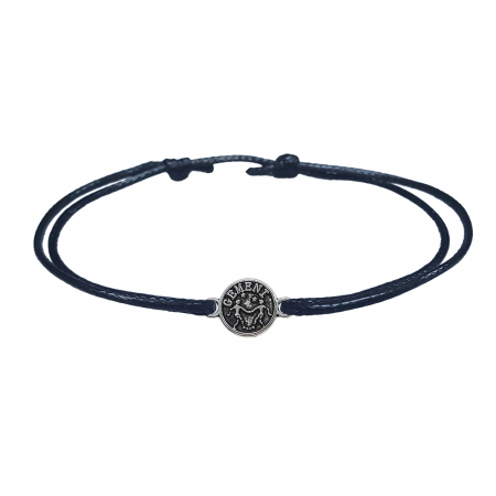 Bratari - Bratara snur negru personalizata zodie Gemeni argint zodiac european 9787100 Dras