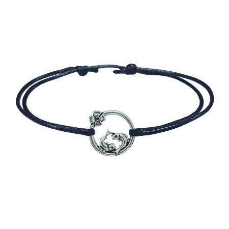 Bratari - Bratara snur negru personalizata zodie Pesti argint zodiac european 10155240 Dras