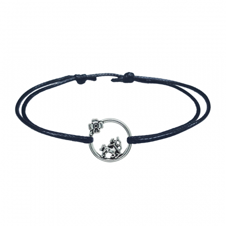 Bratari - Bratara snur negru personalizata zodie Sagetator argint zodiac european 10153240 Dras