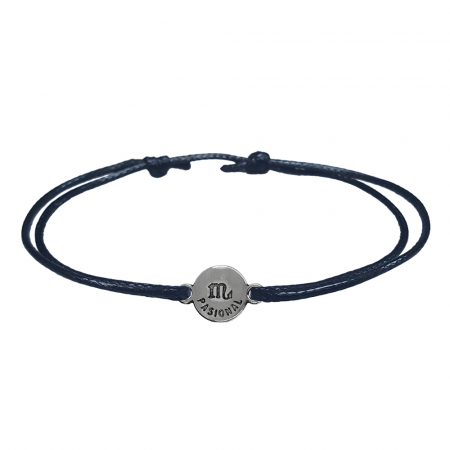 Bratara snur negru personalizata zodie Scorpion argint zodiac european 9792100 Dras [1]