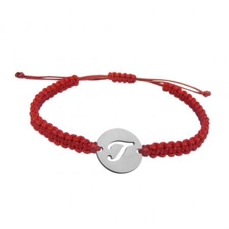 Bratari - Martisor Bratara snur rosu impletit manual personalizata banut decupat argint Litera T 9488140 Dras