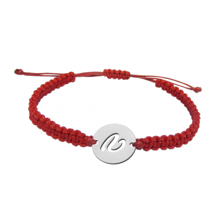 Bratari - Martisor Bratara snur rosu impletit manual personalizata banut decupat argint Litera V 9489140 Dras