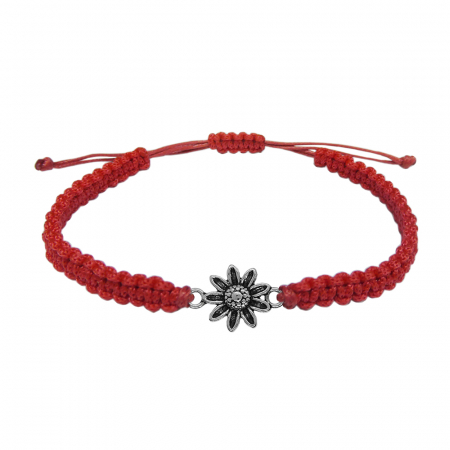 Bratari - Martisor Bratara snur rosu impletit manual personalizata Floare argint 9683180 Dras