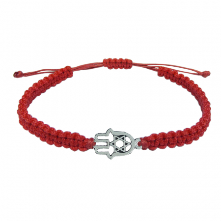 Bratari - Martisor Bratara snur rosu impletit manual personalizata Mana Fatimei argint 10025100 Dras