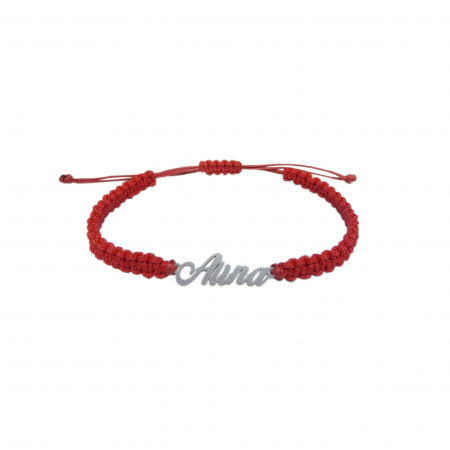Cu nume - Bratara snur rosu impletit manual personalizata nume Alina argint 9417100 Dras