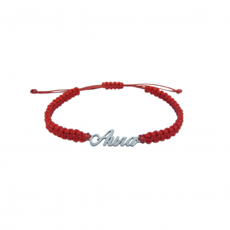 Cu nume - Bratara snur rosu impletit manual personalizata nume Aura argint 9418100 Dras