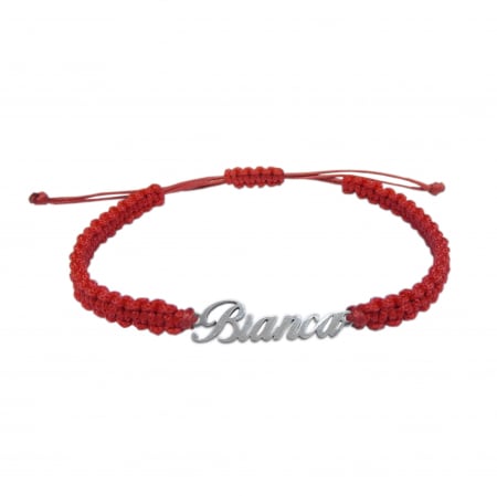Cu nume - Bratara snur rosu impletit manual personalizata nume Bianca argint 9450100 Dras