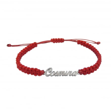 Cu nume - Bratara snur rosu impletit manual personalizata nume Cosmina argint 9460100 Dras