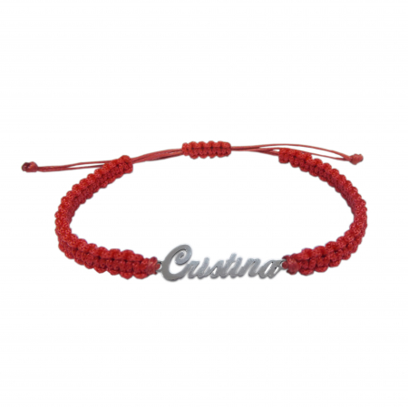 Cu nume - Bratara snur rosu impletit manual personalizata nume Cristina argint 9446100 Dras