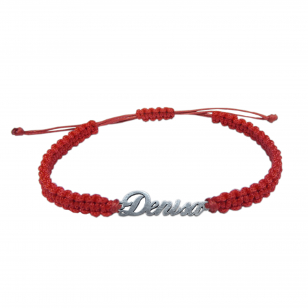 Cu nume - Bratara snur rosu impletit manual personalizata nume Denisa argint 9405100 Dras