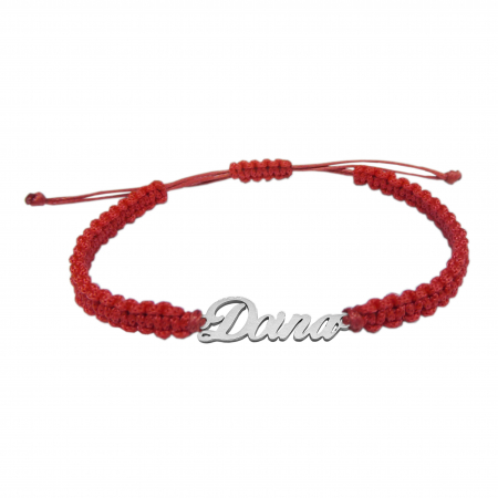 Cu nume - Bratara snur rosu impletit manual personalizata nume Doina argint 9456100 Dras