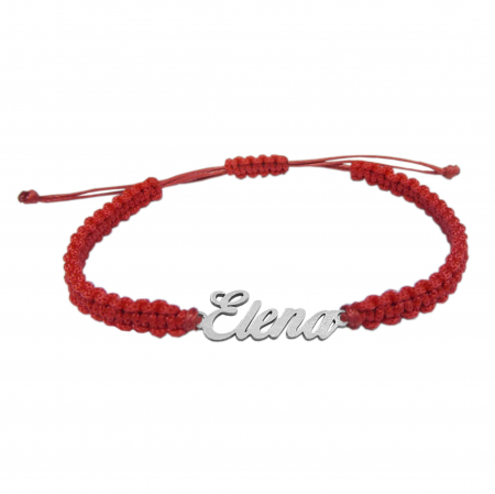 Cu nume - Bratara snur rosu impletit manual personalizata nume Elena argint 9428100 Dras