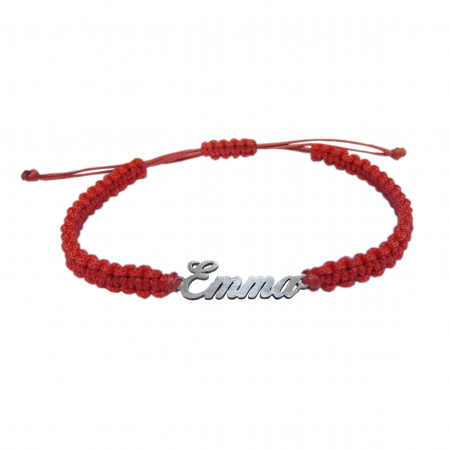 Cu nume - Bratara snur rosu impletit manual personalizata nume Emma argint 9457100 Dras
