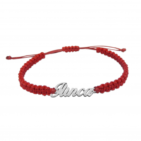 Cu nume - Bratara snur rosu impletit manual personalizata nume Ilinca argint 9455100 Dras