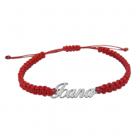 Cu nume - Bratara snur rosu impletit manual personalizata nume Ioana argint 9432100 Dras
