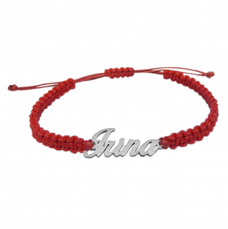 Cu nume - Bratara snur rosu impletit manual personalizata nume Irina argint 9452100 Dras