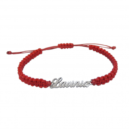 Cu nume - Bratara snur rosu impletit manual personalizata nume Lavinia argint 9463100 Dras