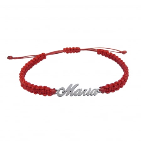 Cu nume - Bratara snur rosu impletit manual personalizata nume Maria argint 9436100 Dras