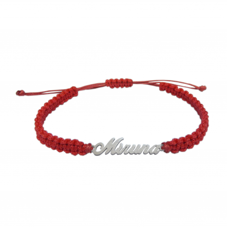 Cu nume - Bratara snur rosu impletit manual personalizata nume Miruna argint 9465100 Dras