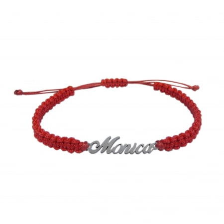 Cu nume - Bratara snur rosu impletit manual personalizata nume Monica argint 9448100 Dras
