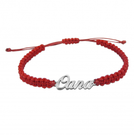 Cu nume - Bratara snur rosu impletit manual personalizata nume Oana argint 9433100 Dras