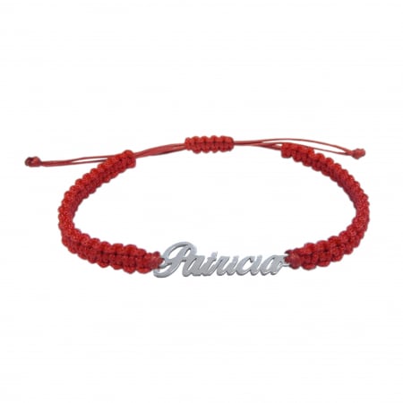 Cu nume - Bratara snur rosu impletit manual personalizata nume Patricia argint 9466100 Dras