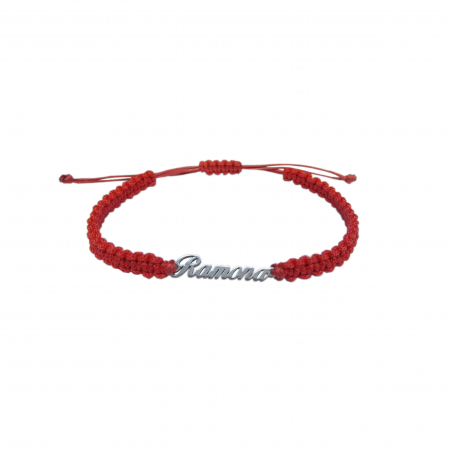 Cu nume - Bratara snur rosu impletit manual personalizata nume Ramona argint 9423100 Dras